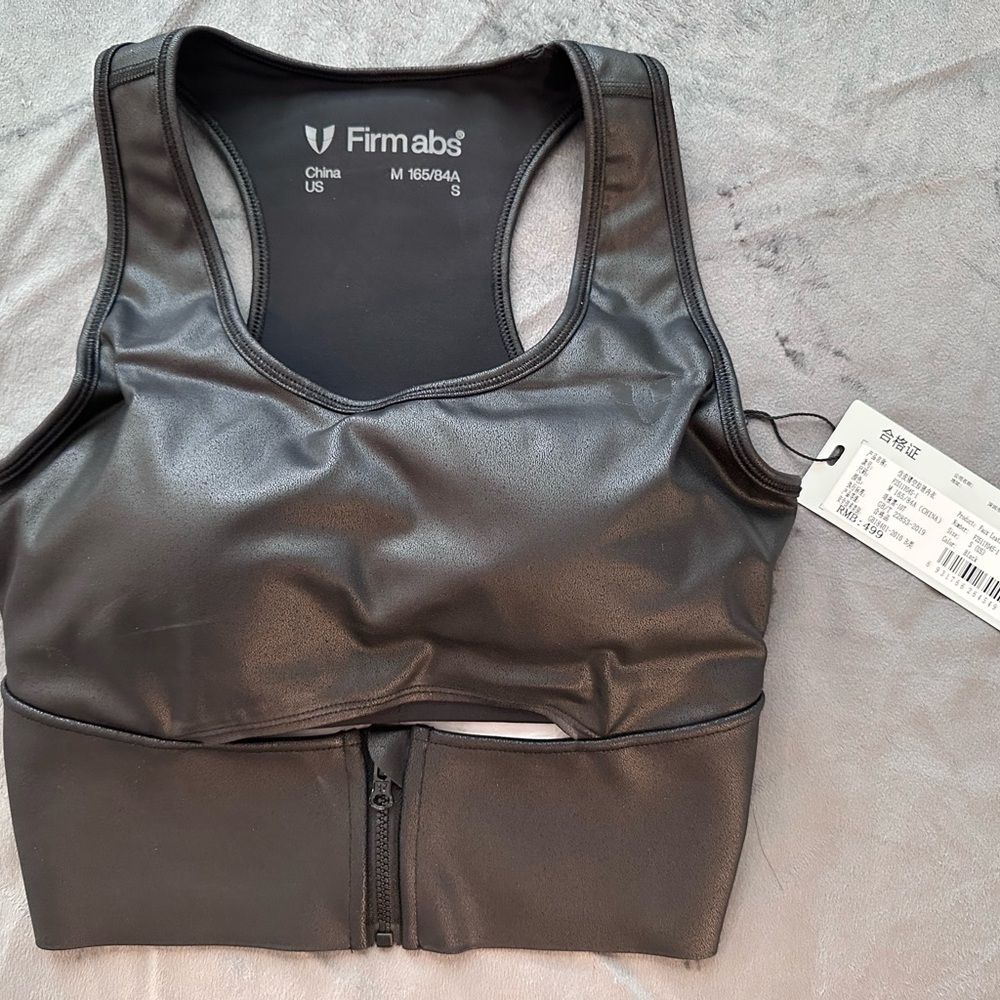 Firmabs Black Sports Bra with Zipper